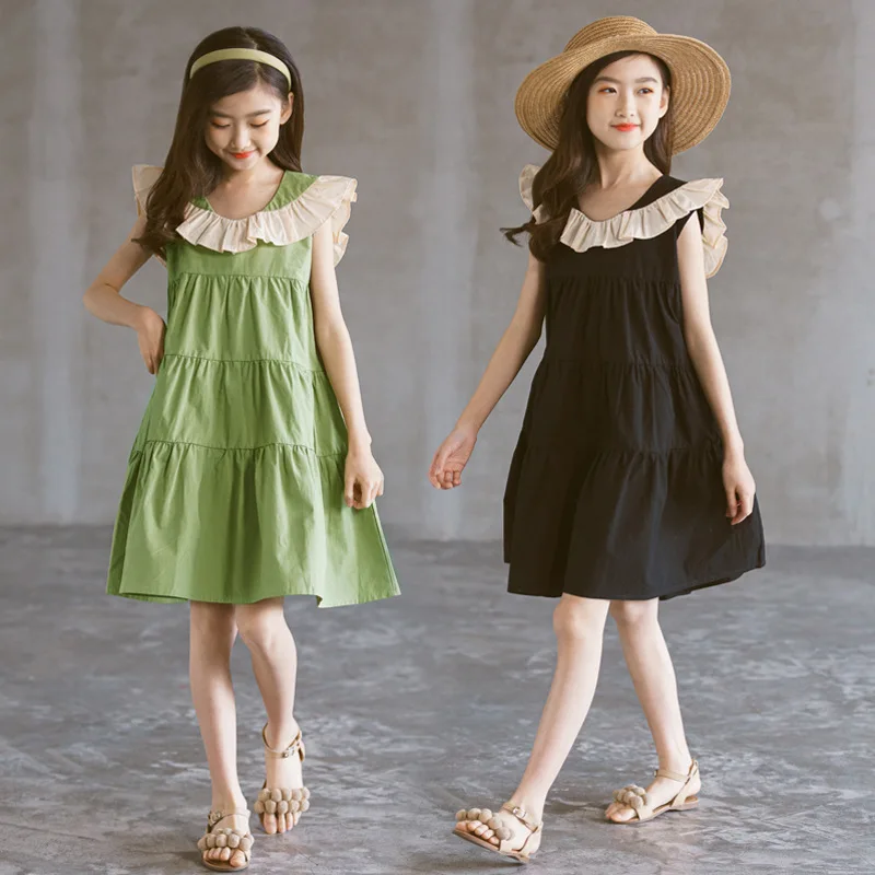 

Cute Kids Cotton Dress Teen Girls Patchwork Dress Children Baby Clothes Summer 2021 New Toddler Sundress Ruched,#6267