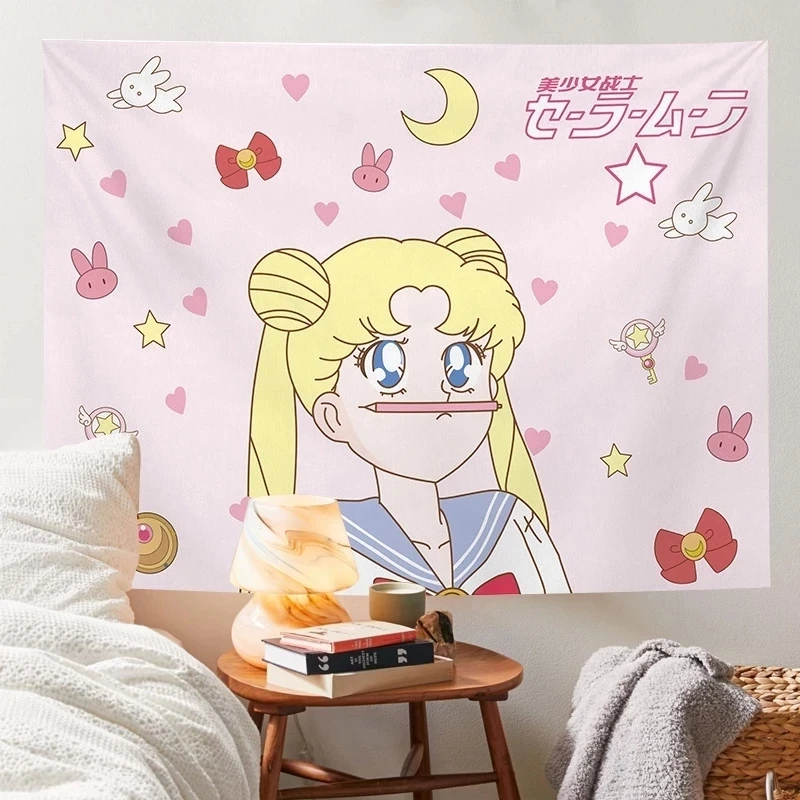 Гобелен на стену с розовой пантерой висячий гобелен Сейлор муной для девочек