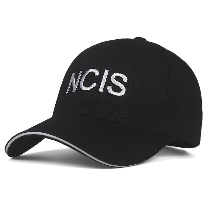 Бейсболка унисекс черная регулируемая с вышивкой в виде надписи NCIS для мужчин