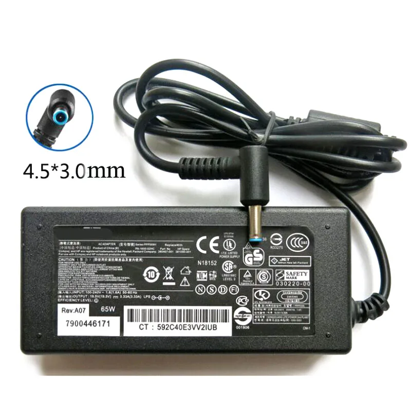 

19.5V 3.33A 4.5x3.0mm 65W Laptop AC Power Adapter Cable Charger for HP Envy 17 6 14 Pavilion 15 H6Y88AA H6Y89AA H6Y90AA PPP009C