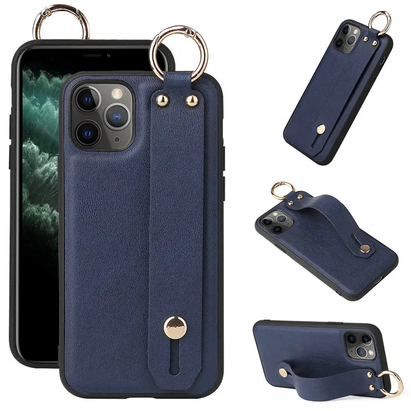 

Wrist Strap Phone Case For iPhone 12 Pro 11 Pro Max XR XS Max X 7 8 Plus 12Mini 11Pro 12 11 Stand Holder Soft Leather Back Cover