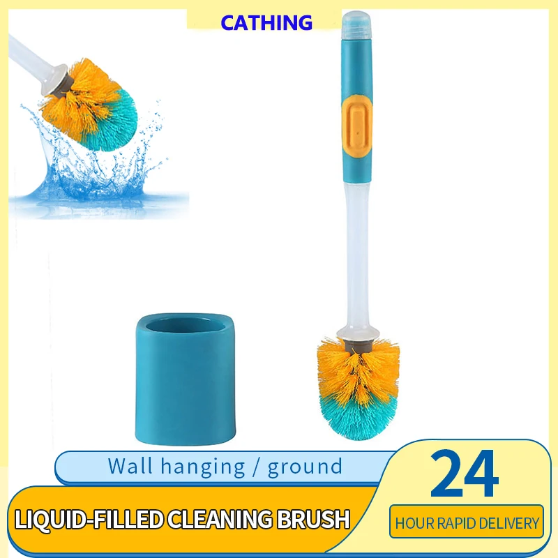 

Long Handle Add Detergent Toilet Brush Quick Draining Clean Tool Wall-Mount Rubber Brush Floor-Standing Bathroom Accessories Set