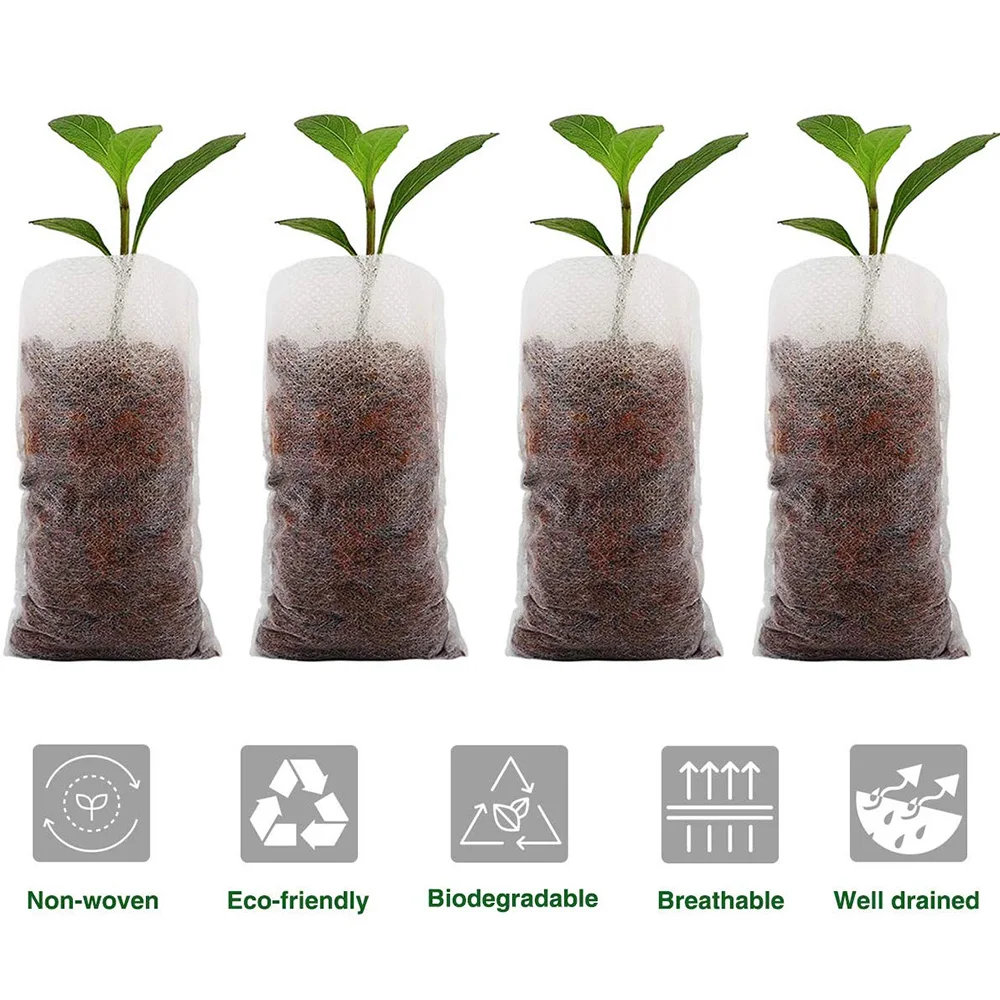 

100pcs garden seedlings environmental nursery bags Non-woven material Cultivate various flower plant for home garden farm