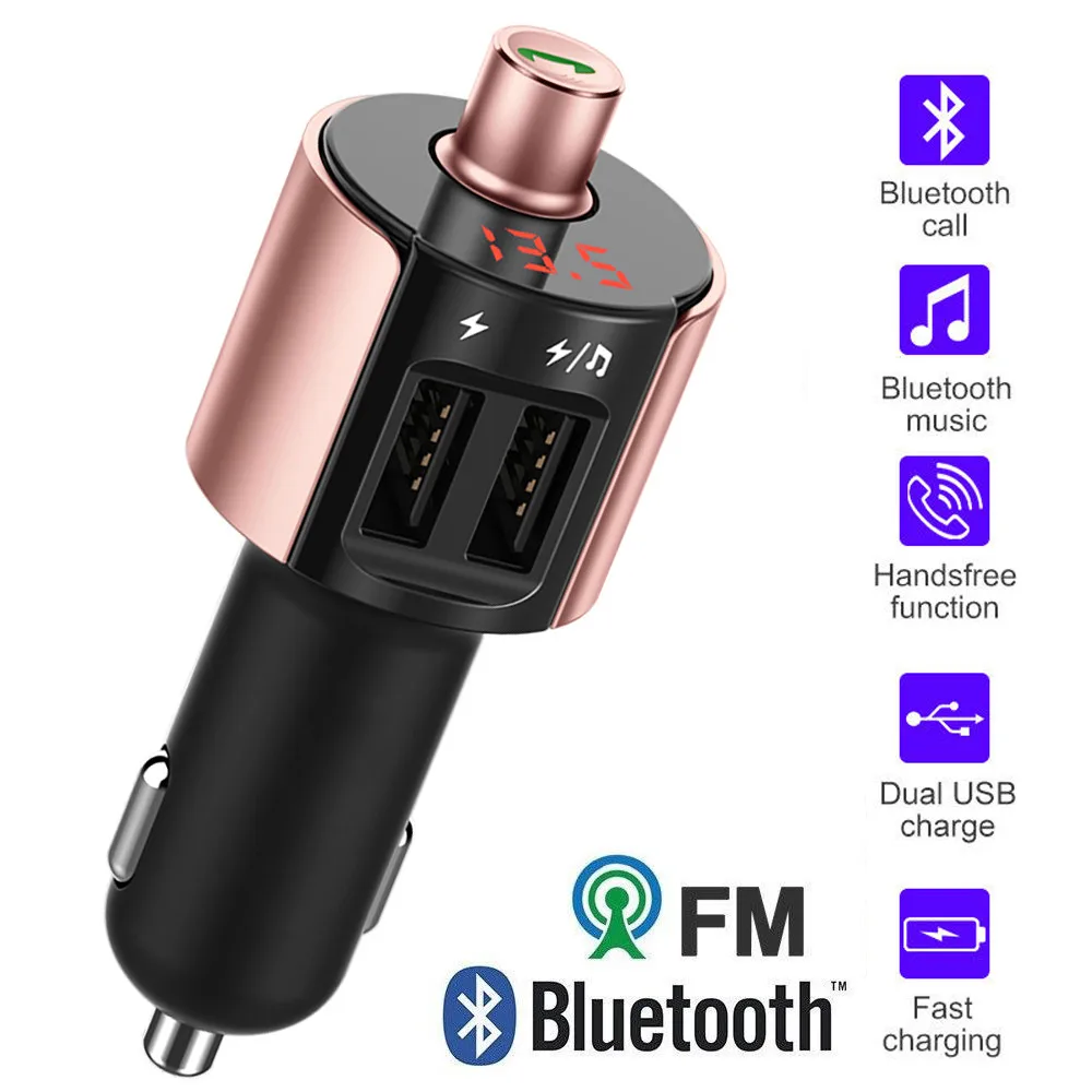 Hands Free автомобильный комплект беспроводной Bluetooth fm-передатчик MP3-плеер светодиодный двойной USB 2.5A автомобильный Micro SD TF музыкальный проигрыватель - Название цвета: Черный