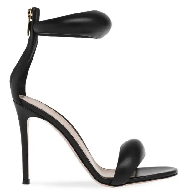 Прямая поставка золотые черные однотонные босоножки из овечьей кожи на молнии