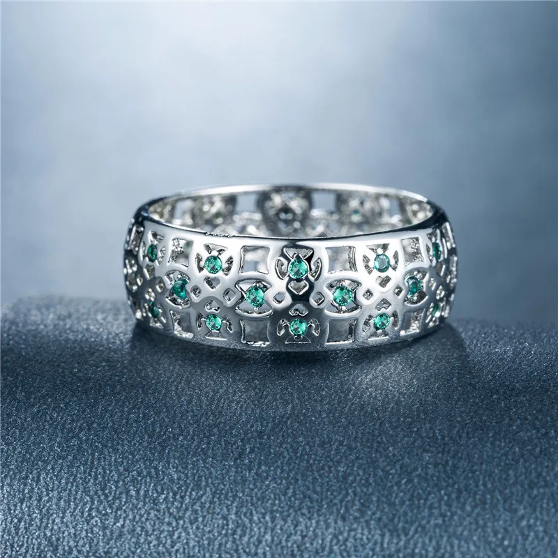 Fashion Women's 925 Silver Hollow Cubic Zirconia Ring Festive Birthday Gift Present Jewelry | Rings