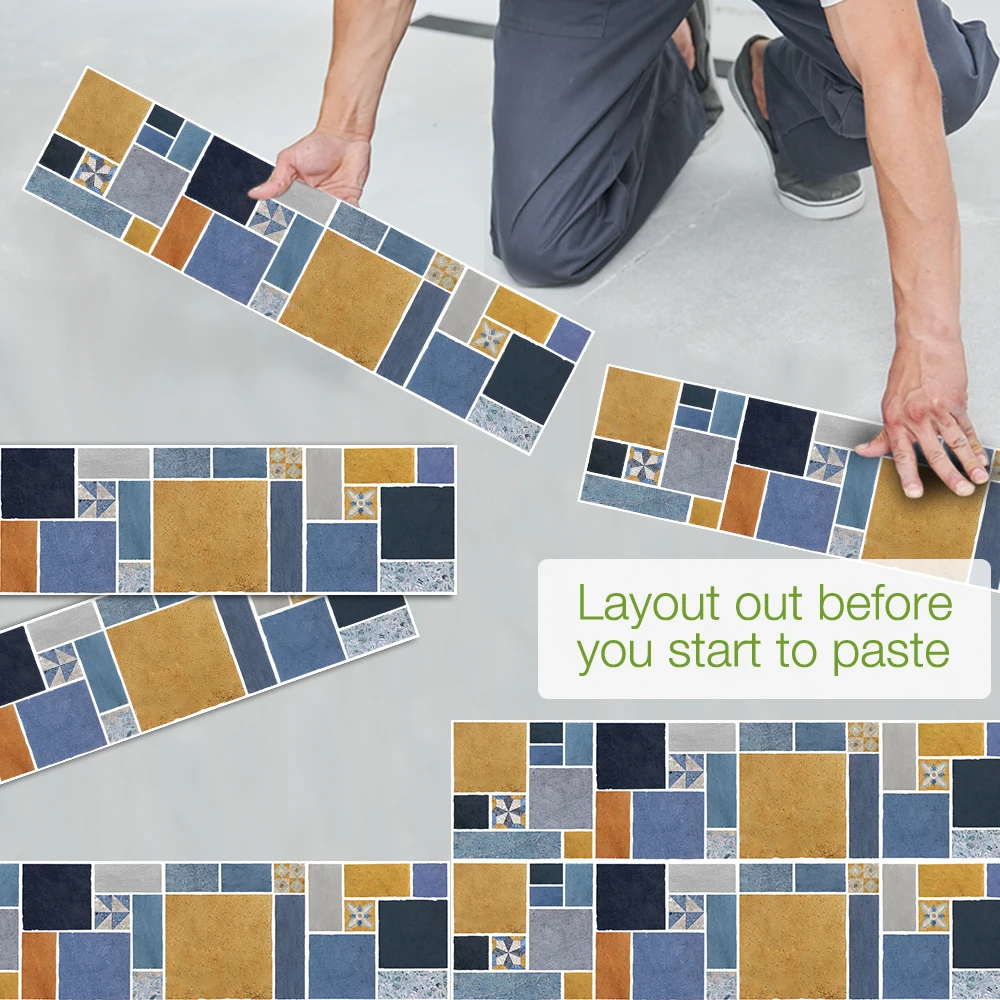 Funlife® Vintage Pattern Tile Stickers Oil Proof Easy to Clean Wallpaper Wall Stickers for Kitchen Furniture Bathroom Home Decor