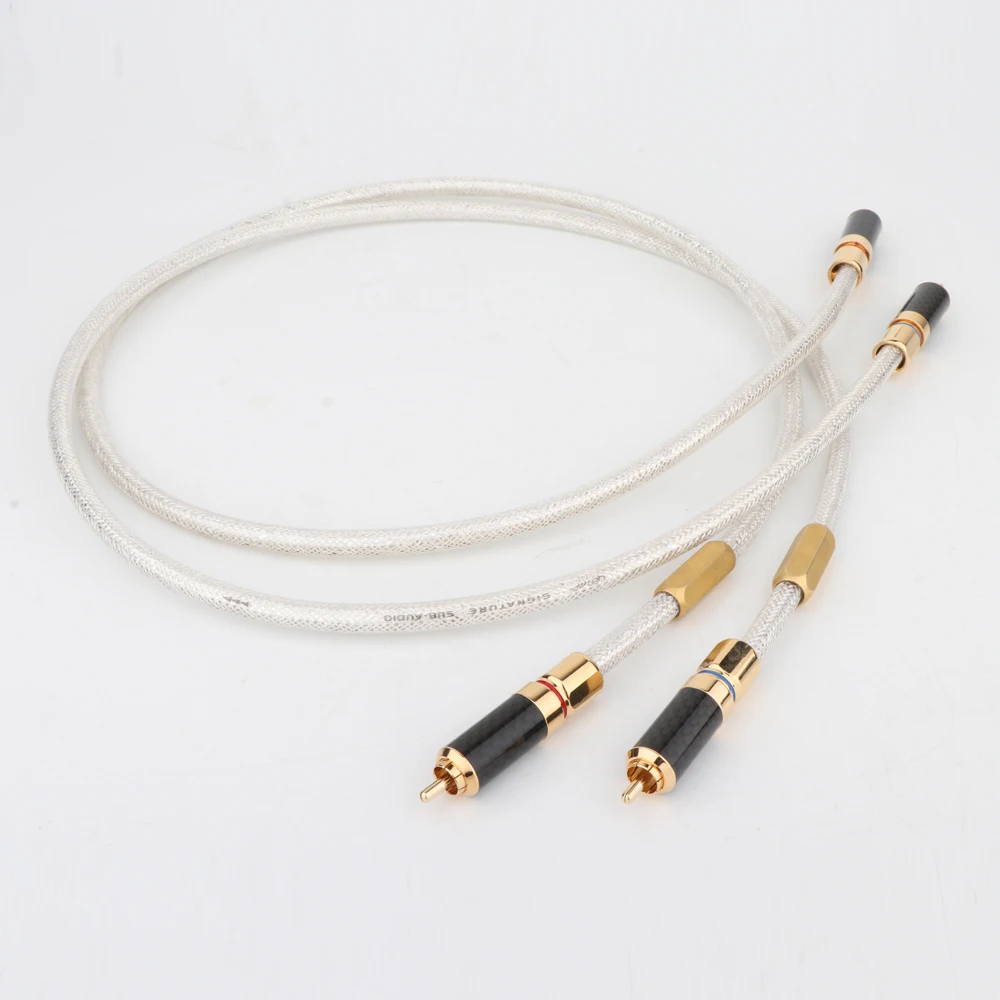 

Pair QED 6N Pure Copper Silver Plated Audio RCA Interconnect Cable With Carbon Fiber Connector Plug