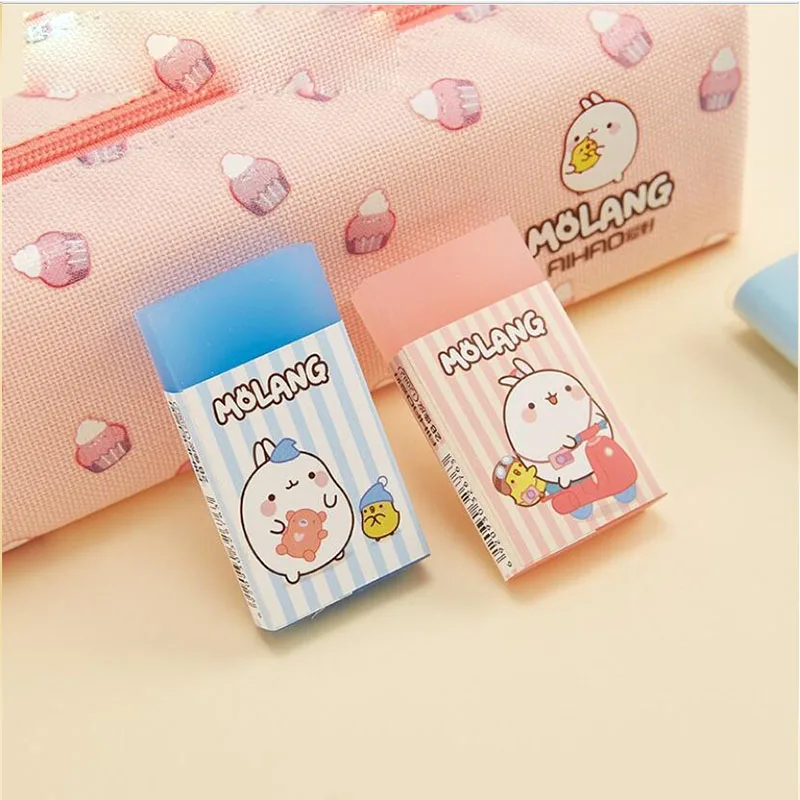 

32 шт./лот ластик Molang в виде кролика Радуга, милый ластик для письма, рисования, резиновый карандаш, канцелярские принадлежности для детей, по...