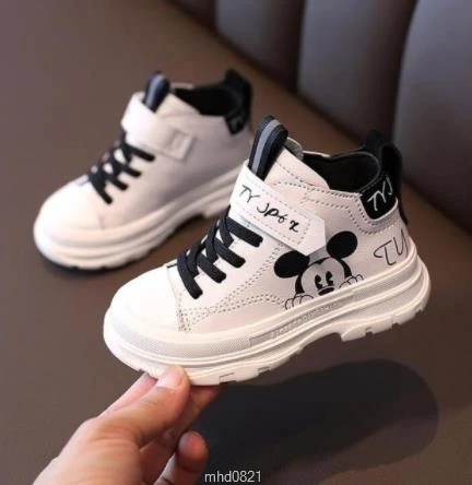 Детские кроссовки Disney с Микки Маусом мягкие кожаные ботильоны для маленьких