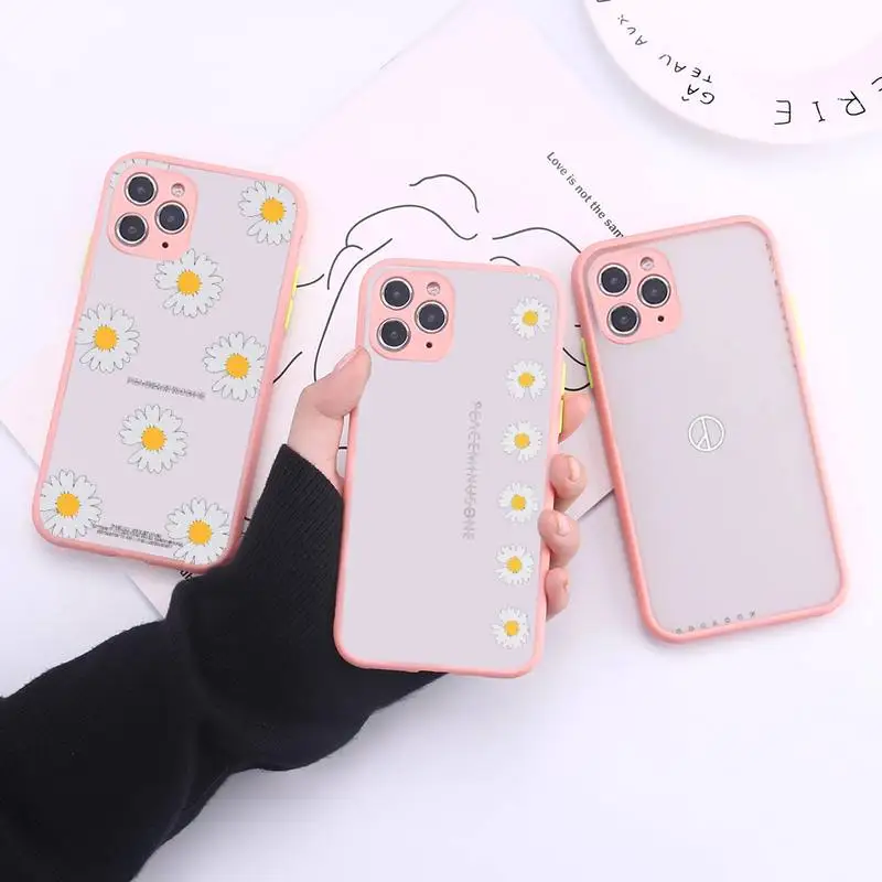 

Personalized Daisy Pattern Phone Case Transparent Matte For IPhone 7 8 11 12 S Mini Pro X XS XR MAX Plus Cover Shell