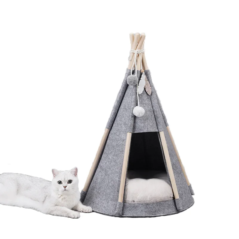 

Creative Cat Pet Tent Felt Kitten Nest Dog Hammock Collapsible Cat Tent Kitten Beds with Cushion Cushion Cat Bed Pet Products