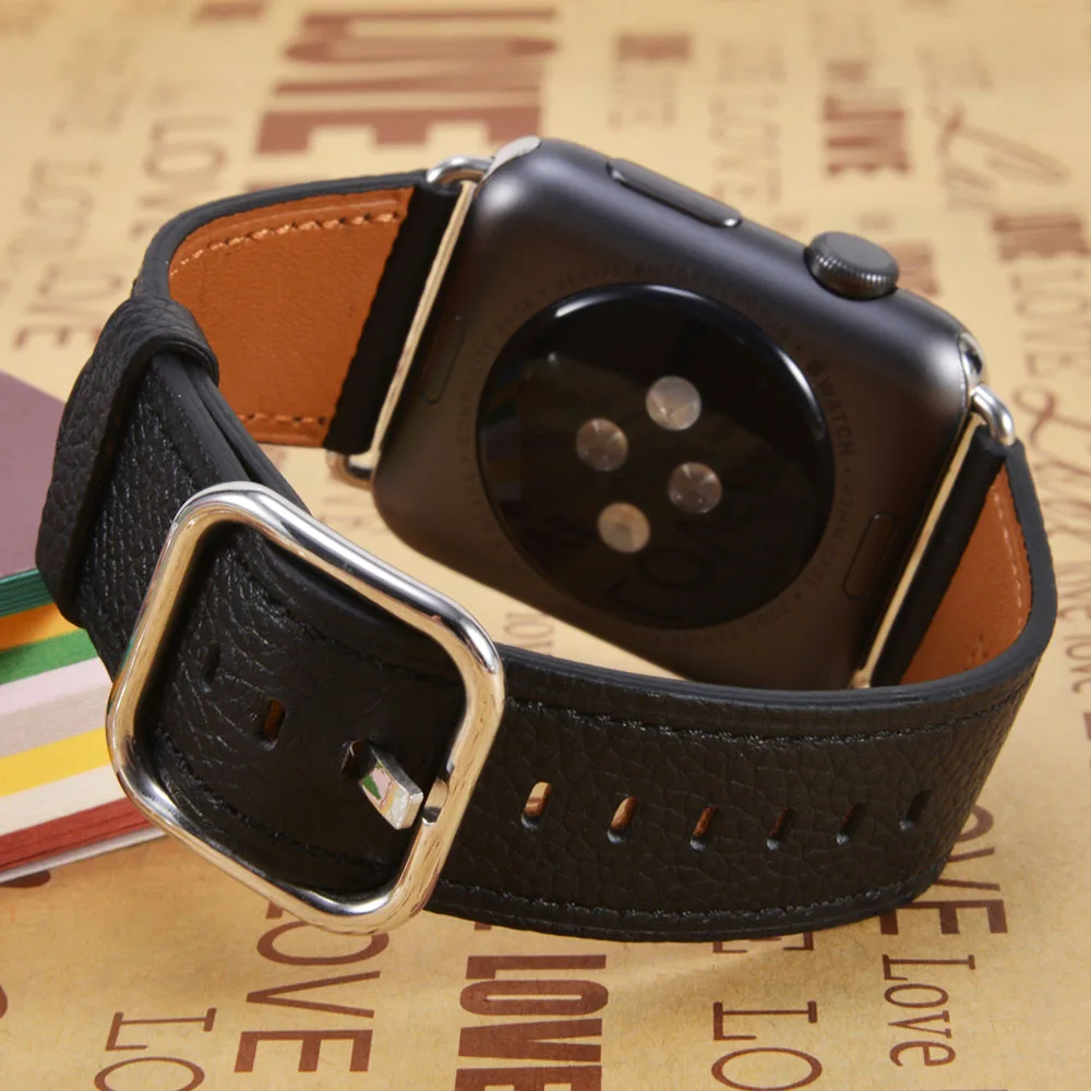 Ремешок из натуральной кожи для Apple Watch 38 мм 40 42 44 спортивный браслет iwtach series 5 4 3 2