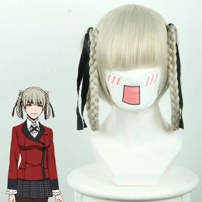 Парик для косплея Kakegurui Yumeko Jabami длинные черные прямые парики термостойкие