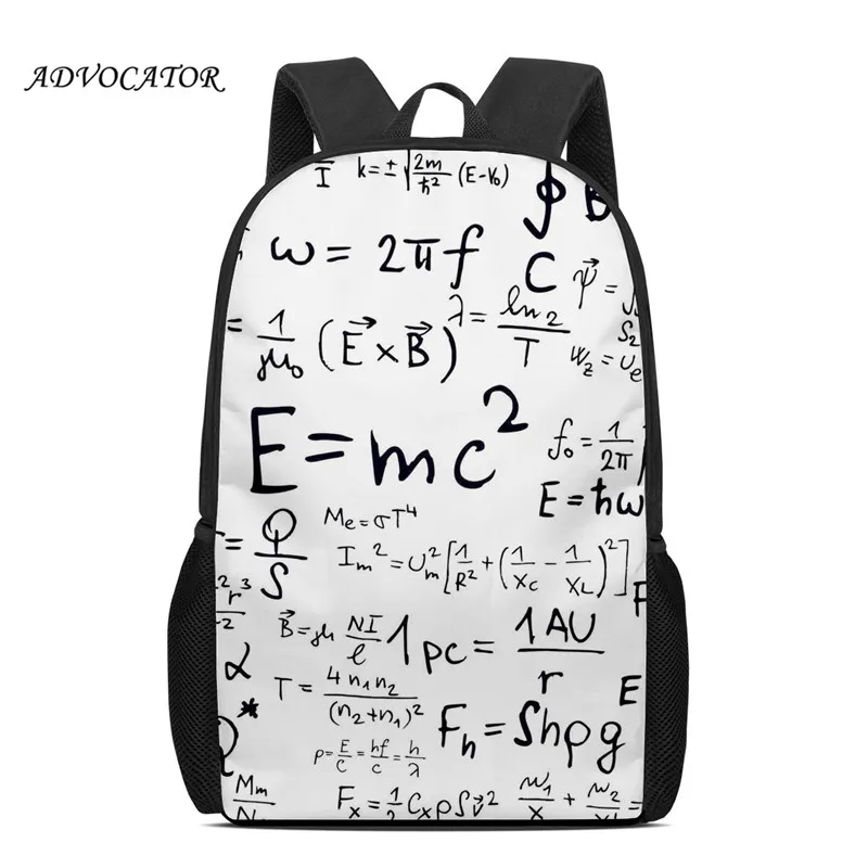 New Men School Backpack Ladies Shoulders School Bag Travel Fashion Bag Common Equations Design Mochila Infantil Masculina