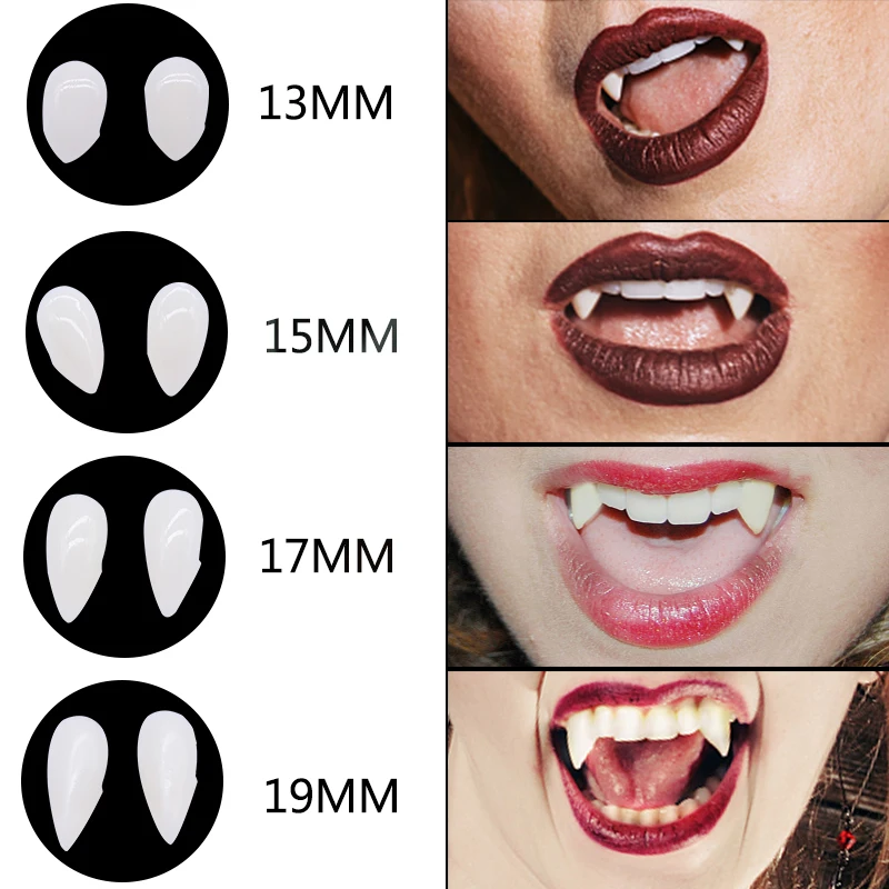 

1Pair Plastic Halloween Adult Kids Horror White Vampire Denture Canine For DIY Cosplay Party Special Makeup Dress Up Tooth Props
