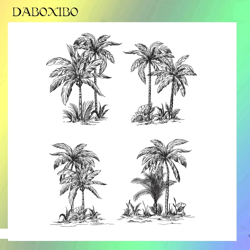 

Coconut Tree Clear Stamps For DIY Scrapbooking/Card Making/Photo Album Silicone Decorative Crafts 13X13