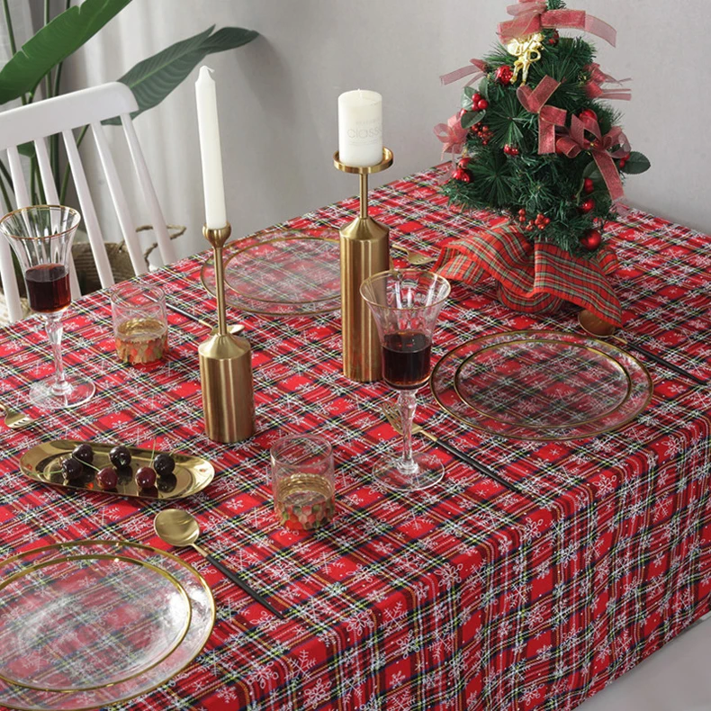 Высокое качество Kerst Tafelkleed Рождество Снежинка печати скатерть с рисунком в клетку красный стол Обложка новогодний домашний декор Tischtuch ZC081