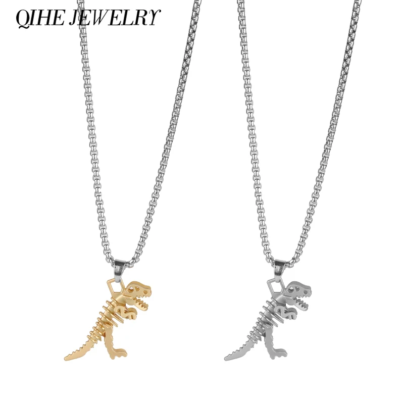 Модное металлическое ожерелье с динозавром цепочка Винтажный дизайн