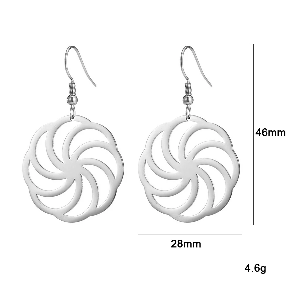 

Lucktune Whirl Spiral Pattern Round Drop Earrings For Women Geometric Swirl Gift Unisex Jewelry Accessories Stainless Steel