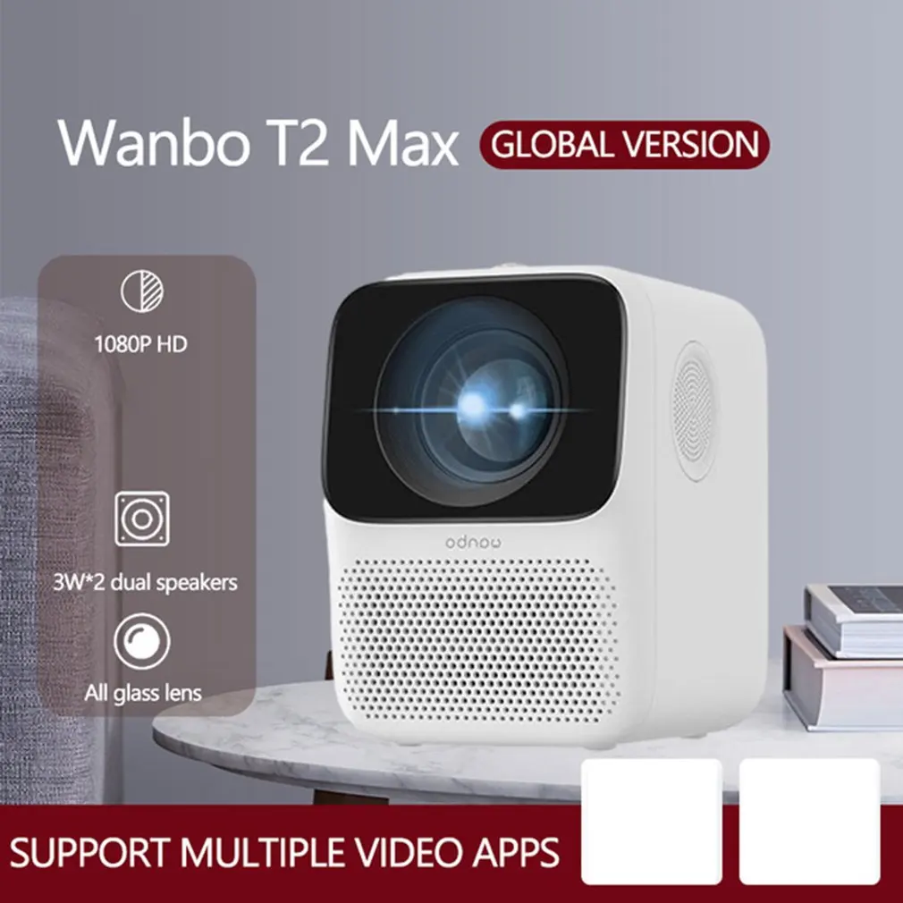 Global Version T2 MAX Projector 1080P Mini LED Portable Projector 1920x1080P Vertical Keystone Correction For Home Office