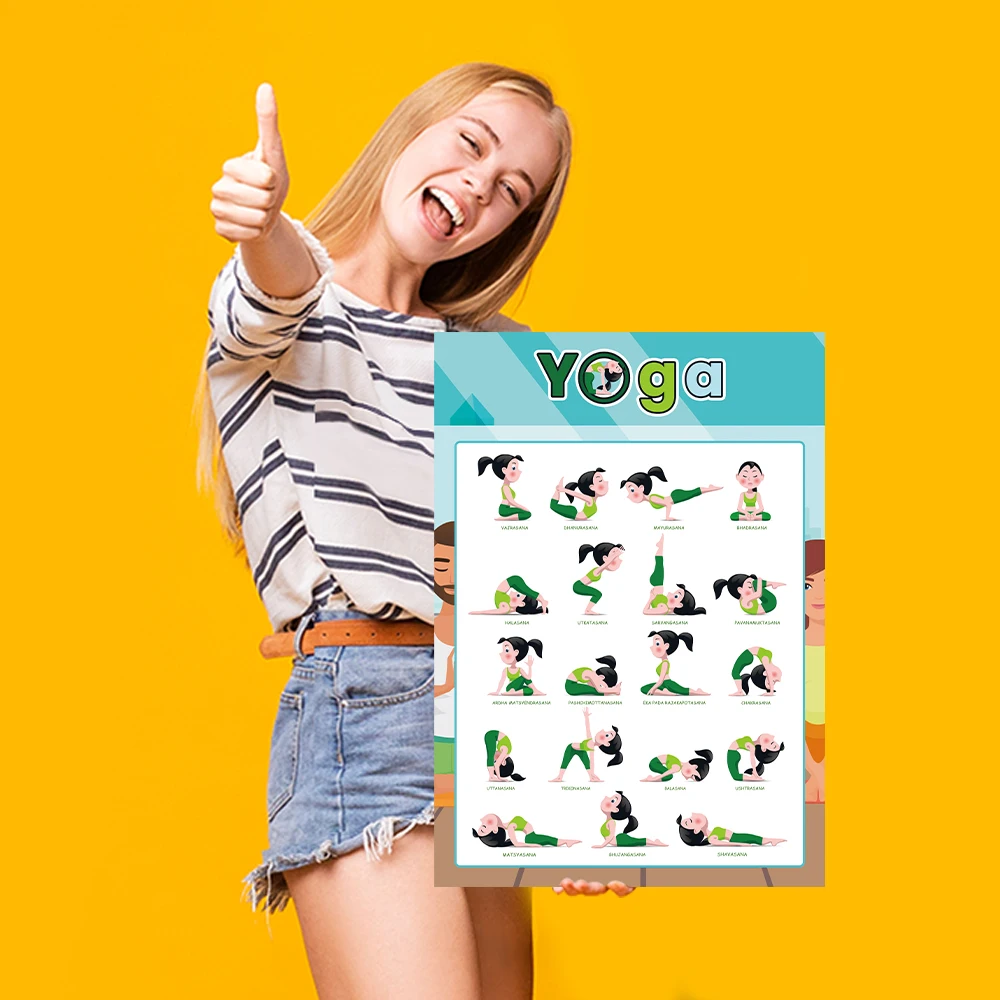 Мультфильм Йога холст картины Винтаж плакат из крафт бумаги с покрытием стены