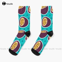 passion fruit pattern socks mens colorful socks personalized custom unisex adult teen youth socks 360%c2%b0 digital print funny sock
