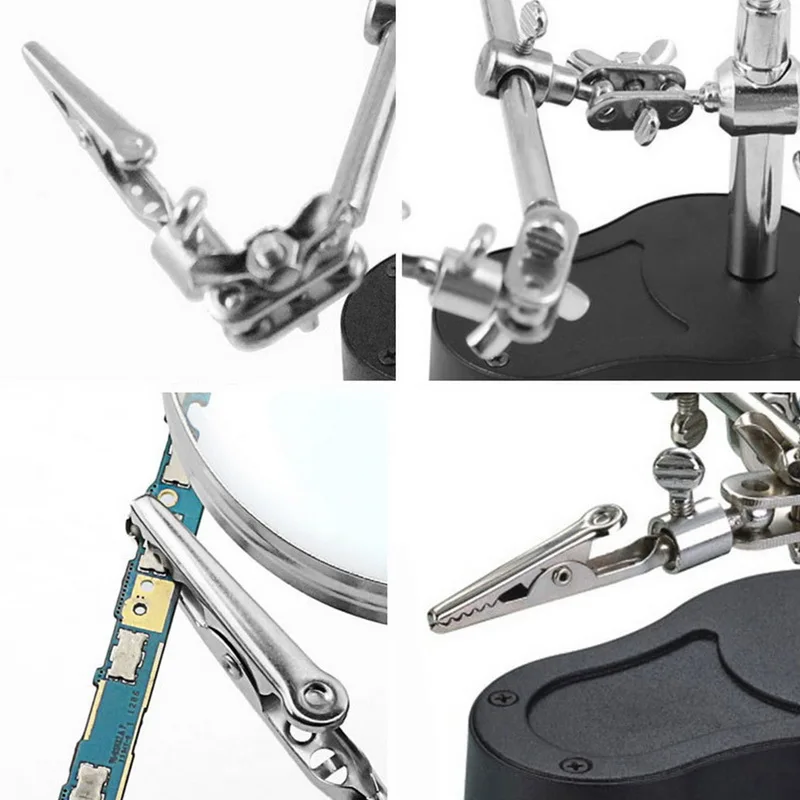 Паяльная станция подставка с сварочной лупой зажим для стеклянных зажимов