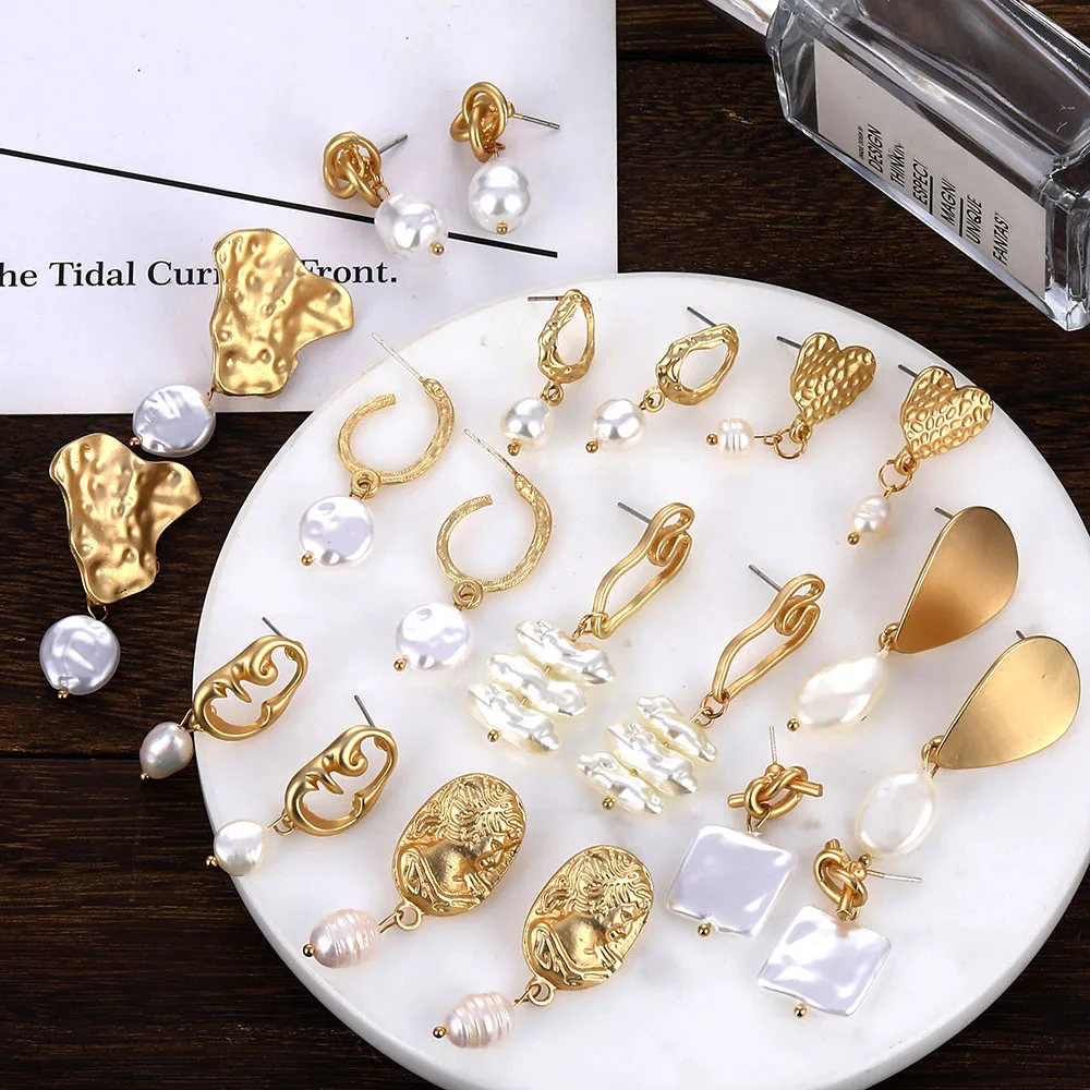 EN простые золотые висячие серьги металлические серьги-гвоздики в виде головы