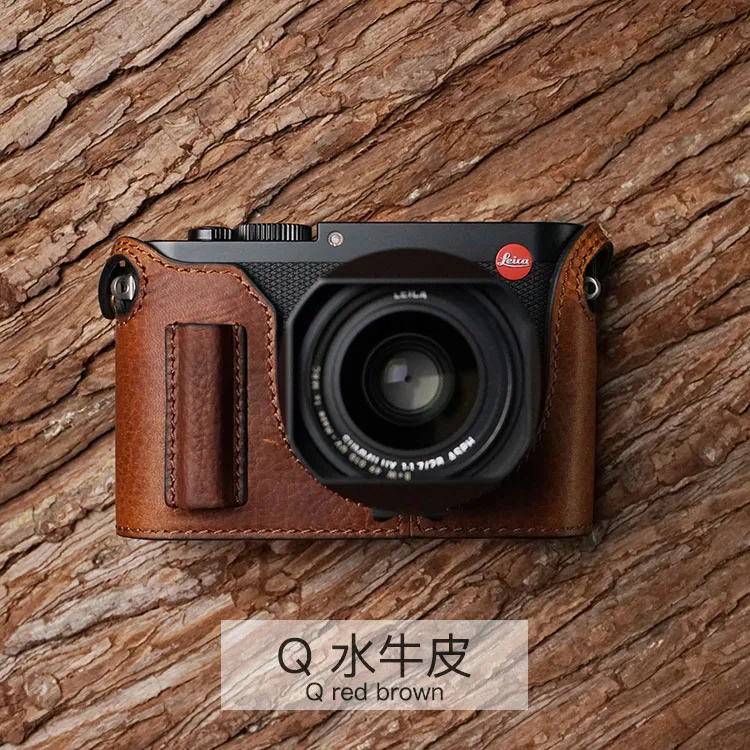 Q Red brown Mr. Stone ручной работы из натуральной кожи чехол для камеры видео половина сумка боди для камеры Leica Q Q2 камера typ116 - Цвет: Q Red brown