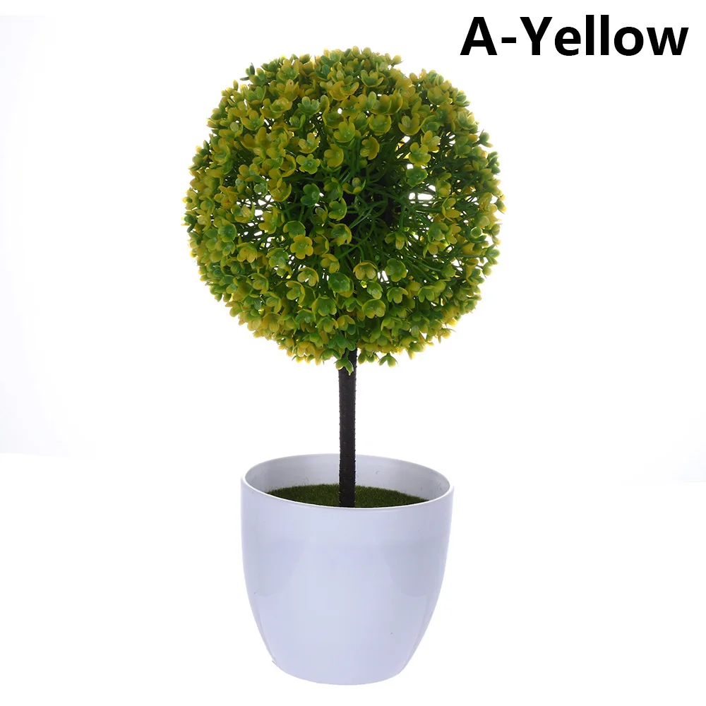 A-Yellow 1 комплект искусственный пластиковый бонсай заменитель пены в горшке реалистичные растения Настольный орнамент топиарная сосновая дерево украшение для дома ремесла - Цвет: A-Yellow