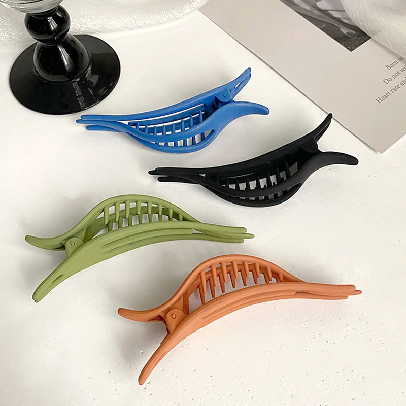 Корейский матовый акриловый большой зажим для волос однотонный элегантный