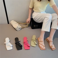zar a woman 2021 flat shoes spring summer new sexy fashion square toe flat heeled slippers beach sandals for women plus size 40