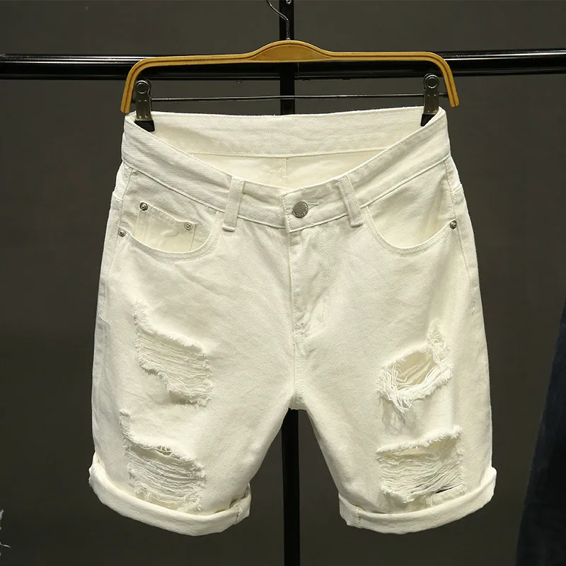 Ripped Loose Straight Jeans Short Fashion Hip Hop Bermuda Ho