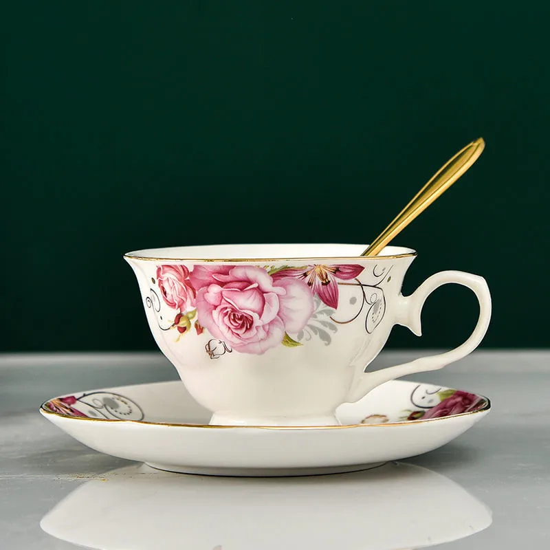 200 мл кофейная чашка блюдце ложка набор керамическая Цветочная для