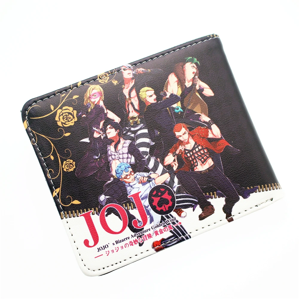 Аниме JoJo's Необычные Приключения PU короткий кошелек Двойные фото держатель для карт слоев мальчиков монета карман кожаный мультфильм печати кошелек