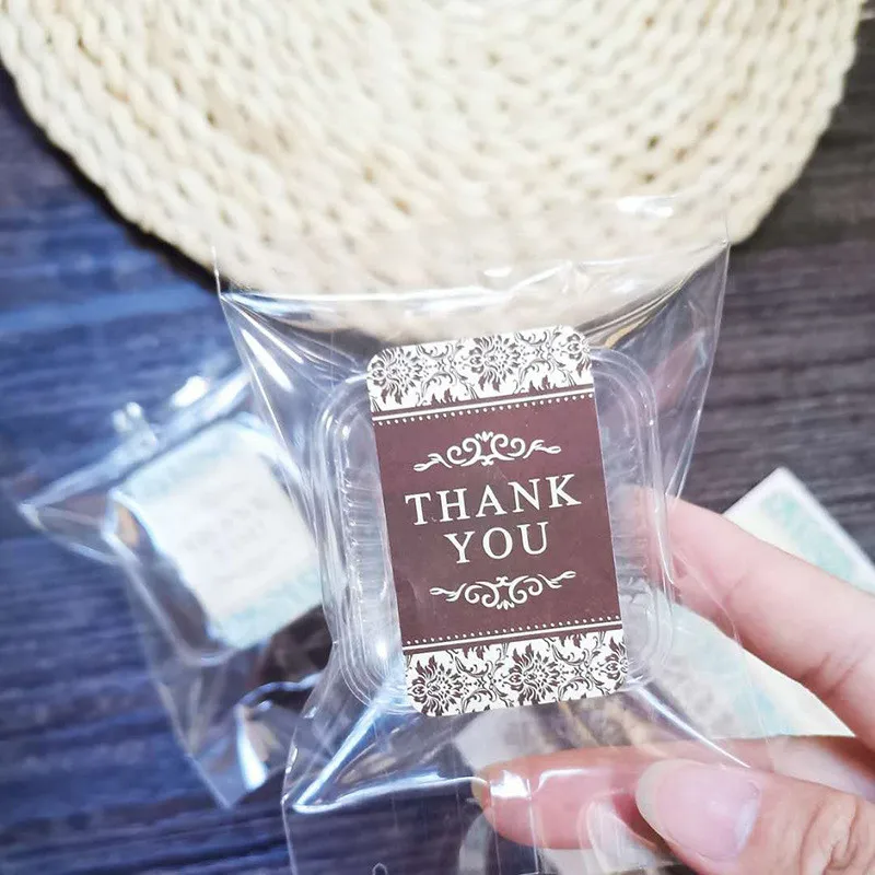 

120pcs/lot Retro Thank You Stickers for Cookie Bake Packaging Gift Packing Wholesale Small Business Double Color Vintage Labels