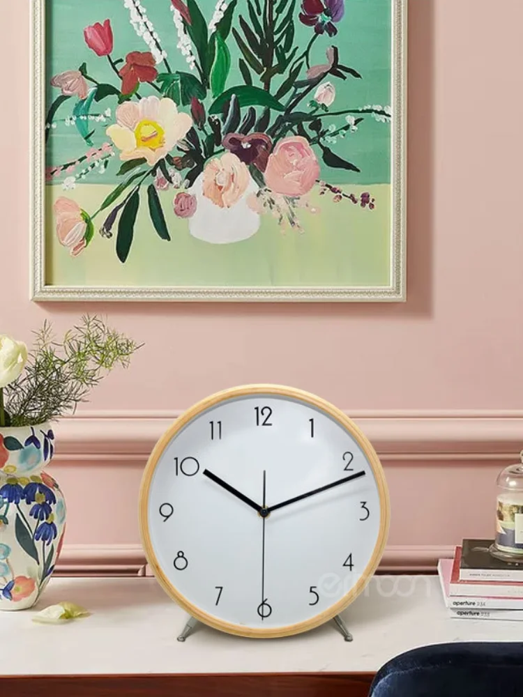 

Simple Silent Alarm Clock Table Clock Living Room Creative European Desktop Alarm Clock Wood Despertador Home Decoration DG50ZZ