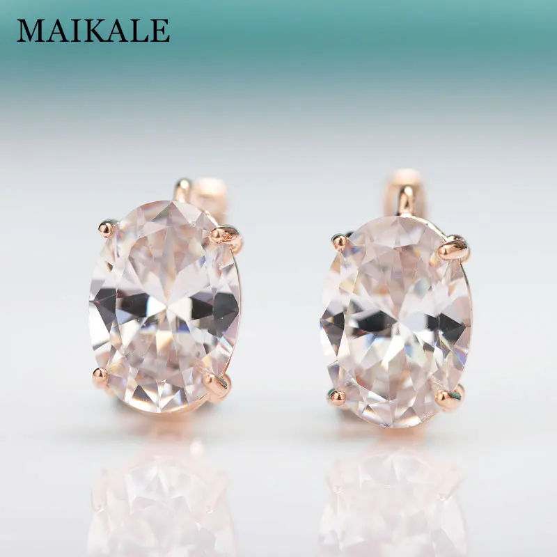 MAIKALE, новинка, модные круглые градиентные синие серьги-гвоздики для женщин, розовое золото, хорошее ювелирное изделие, турмалин, циркониевое стекло, серьги для подарка