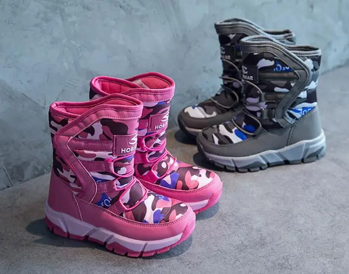 2022 New Russia Winter Children's Snow Boots Boys Girls Fashion Waterproof Warm Shoes -30 Degree Kids Thick Mid Non-slip Boots