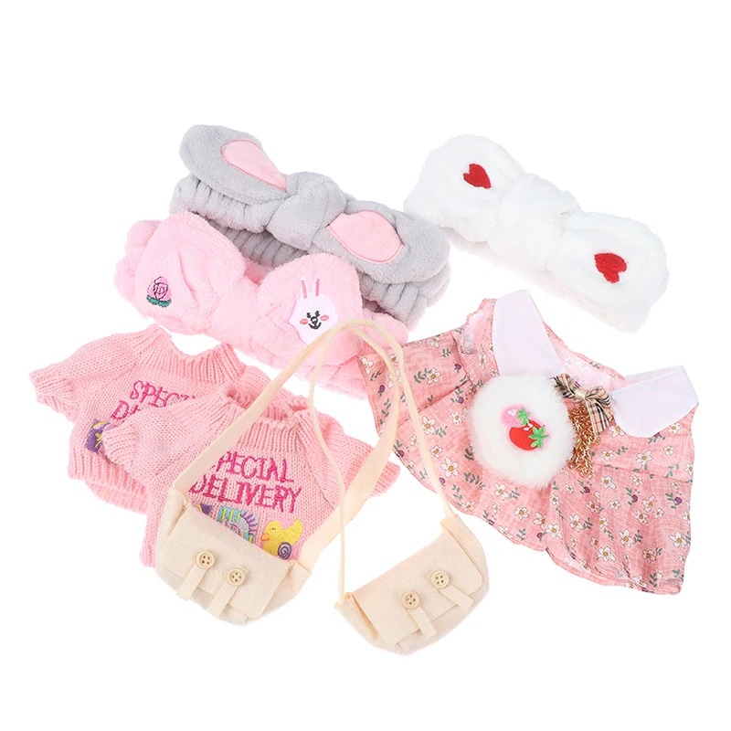 

1Set 30cm Doll Accessories Doll Duck Dog With Clothes Plush Toy Cartoon Stuffed Clothing Hair Band Sweater Doll Accessories