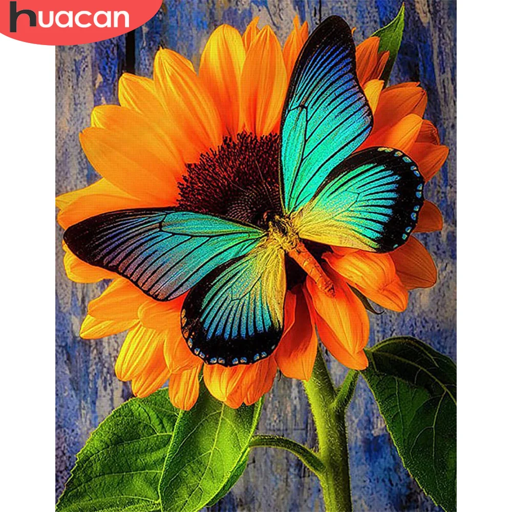 Фото HUACAN цветок бабочка DIY рамка краска по номерам набор животные каллиграфия ing