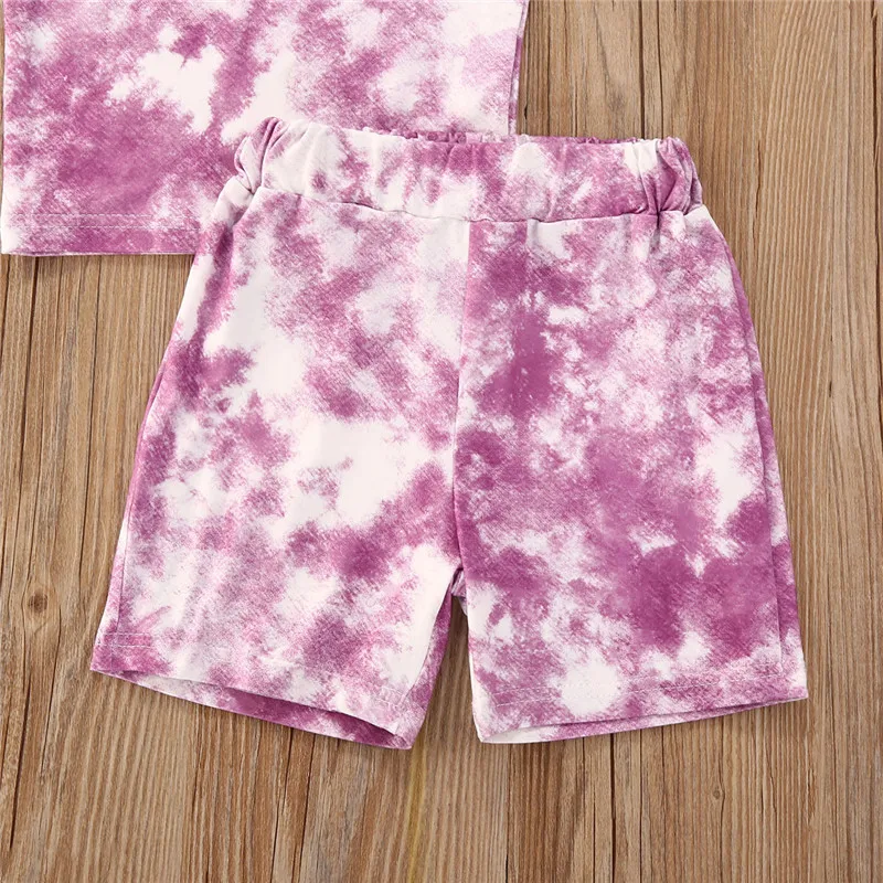 2020 брендовые комплекты одежды с принтом Tie-dye для маленьких мальчиков летние