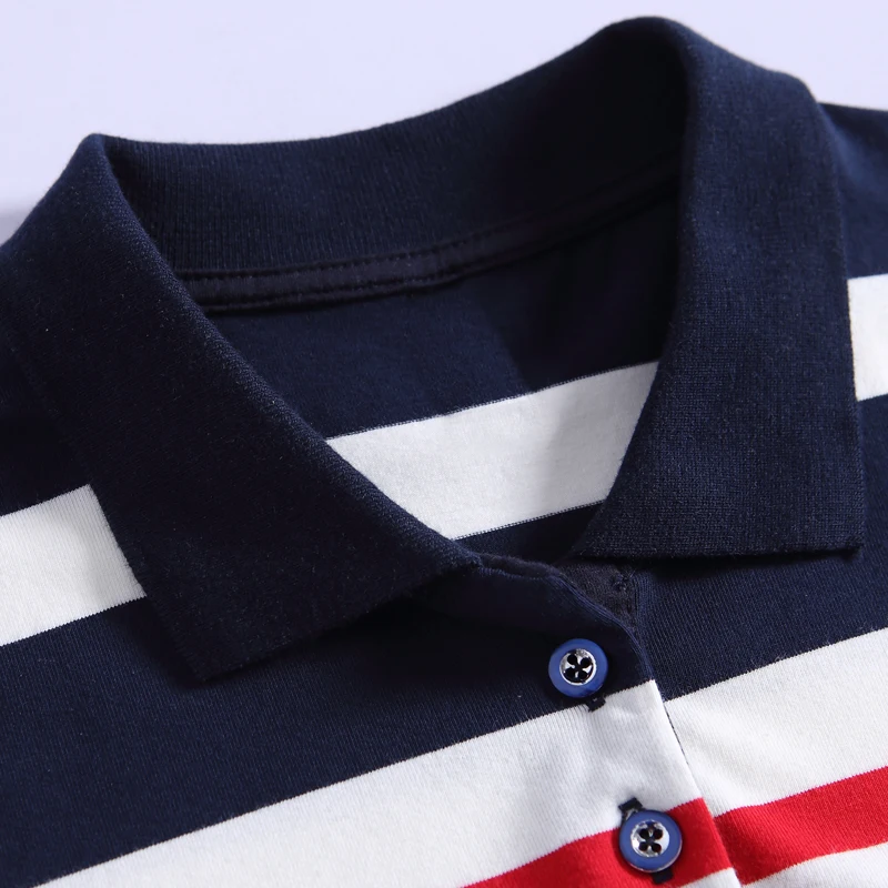 

2021 summer new lapel short-sleeved ladies fashion slim casual shirt striped cotton large size polo bottoming shirt
