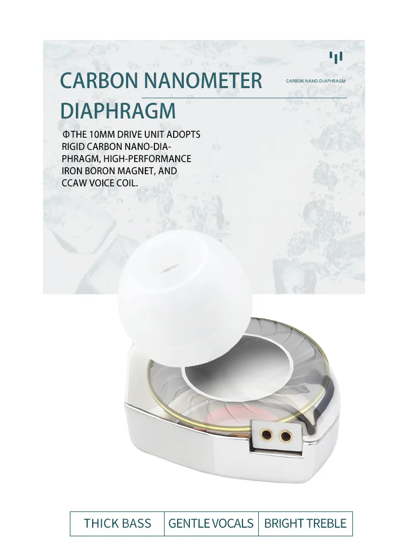 Наушники вкладыши HZSOUND 1DD 10 мм карбоновые диафрагменные Hi Fi наушники с зеркальным