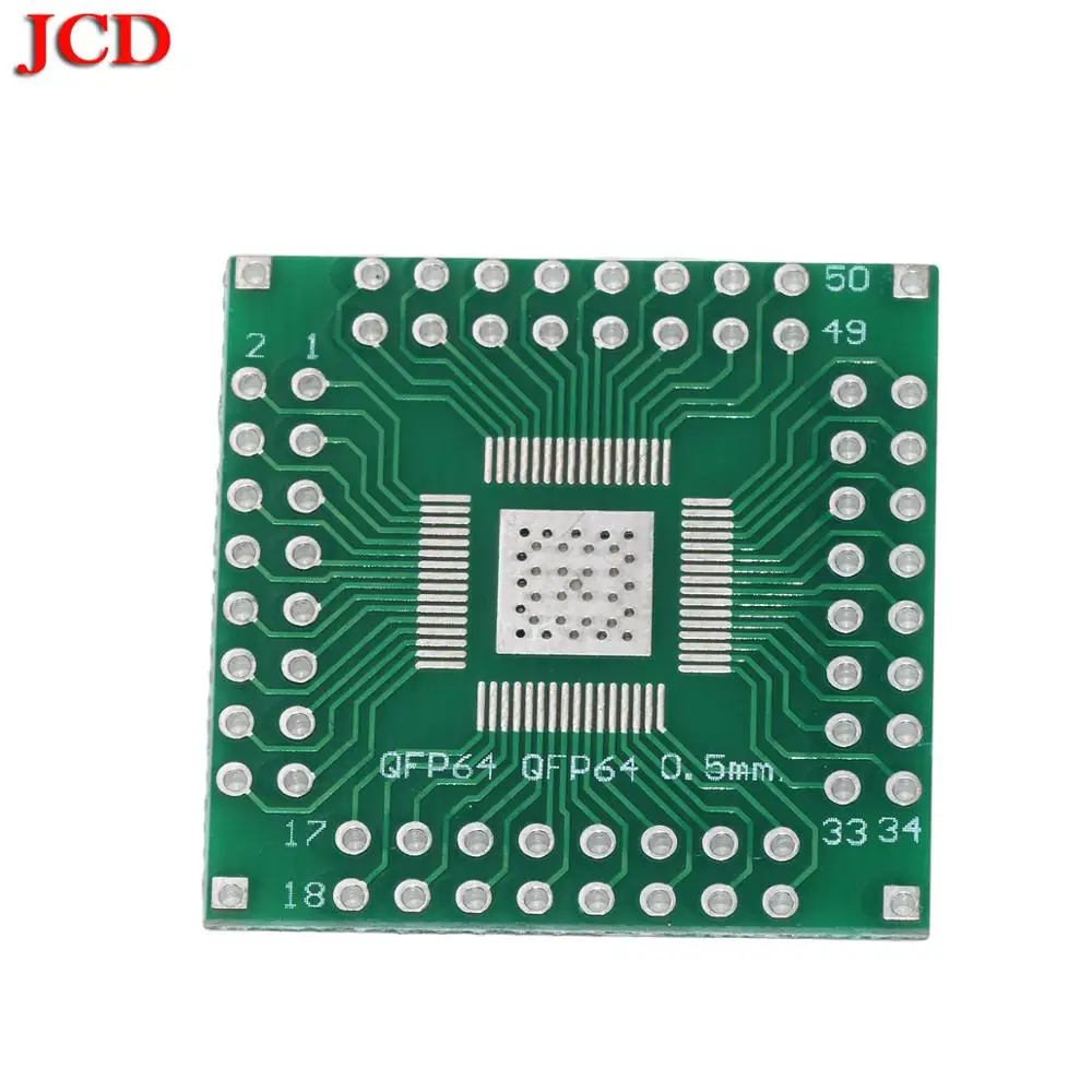 JCD Новая плата адаптера PCB QFP64 QFN64 поворотный DIP64 0 5 мм 8 IC адаптер гнездо/плата |