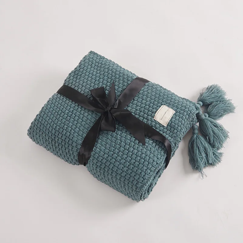 

Top Quailty Sofa Bed Knitted Blanket with tassel Nordic Style Travel Throw Blanket for Bed Sofa