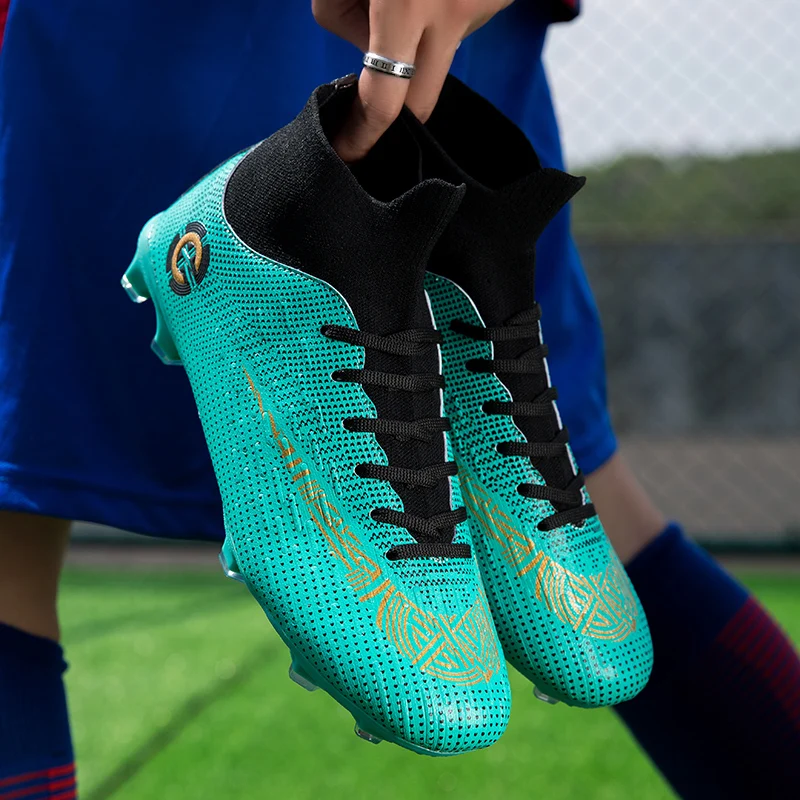

New High top football shoes men's long spike soccer shoes fashion trend soccer boots non-slip anti-collision football shoes