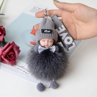 Высокое качество Милая яркая Пышная юбка Спящая кукла брелок для ключей помпон