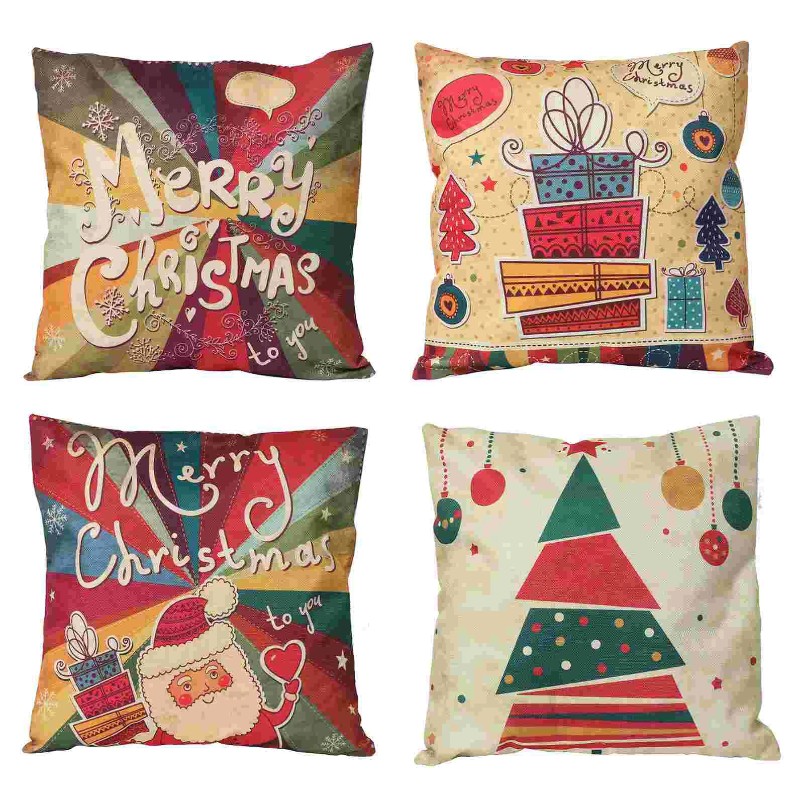 

Рождественская наволочка для подушки, украшение для домашней вечеринки, наволочка с принтом, 4 шт.